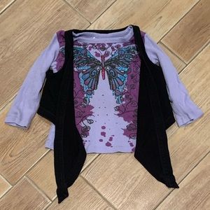 Girls Long Sleeve Shirt with Attached Vest